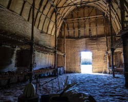 This is the interior of the Native American longhouse.