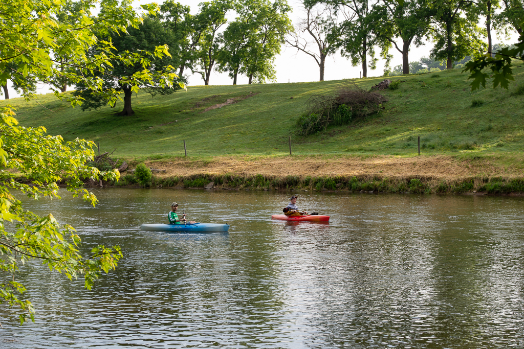 Kayaks on the river.